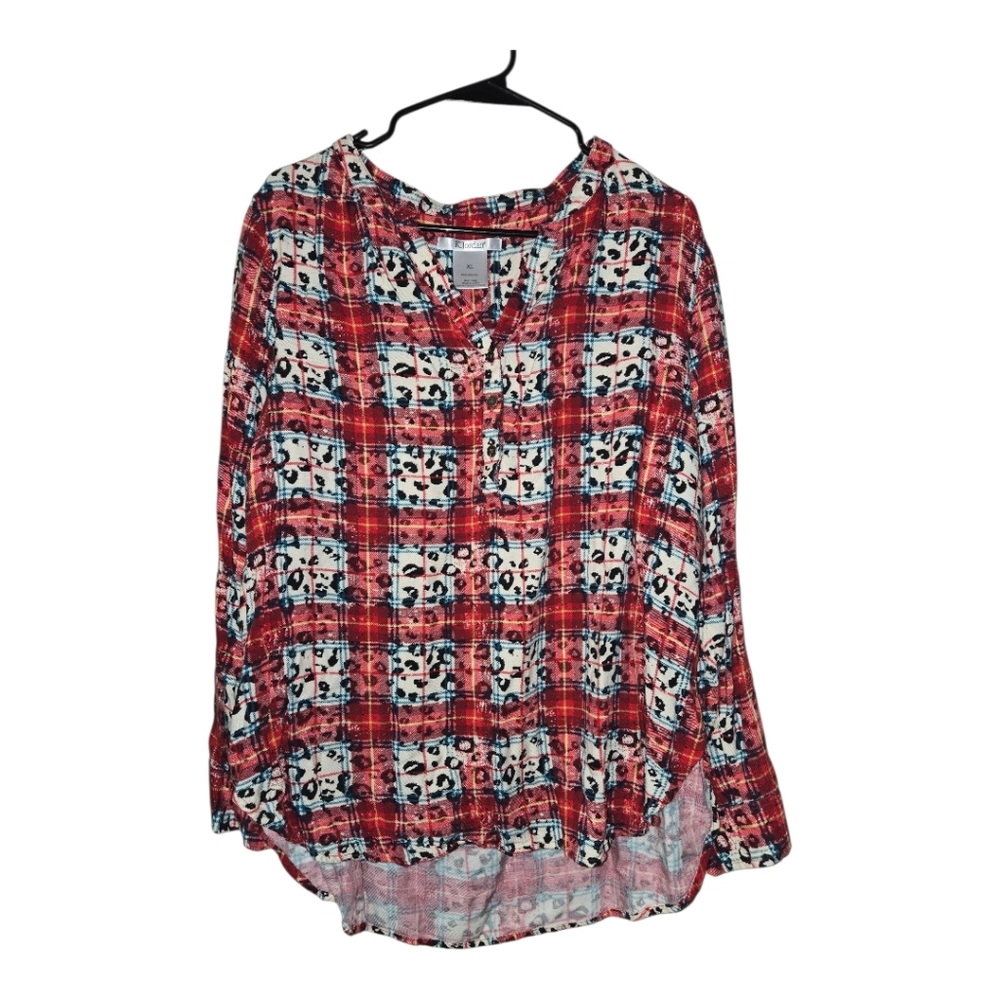 K Jordan Red and Black Plaid Women's Top